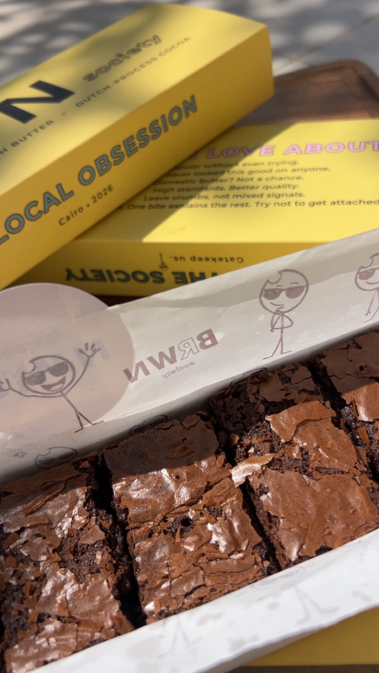 Freshly baked BRWNIE brownies